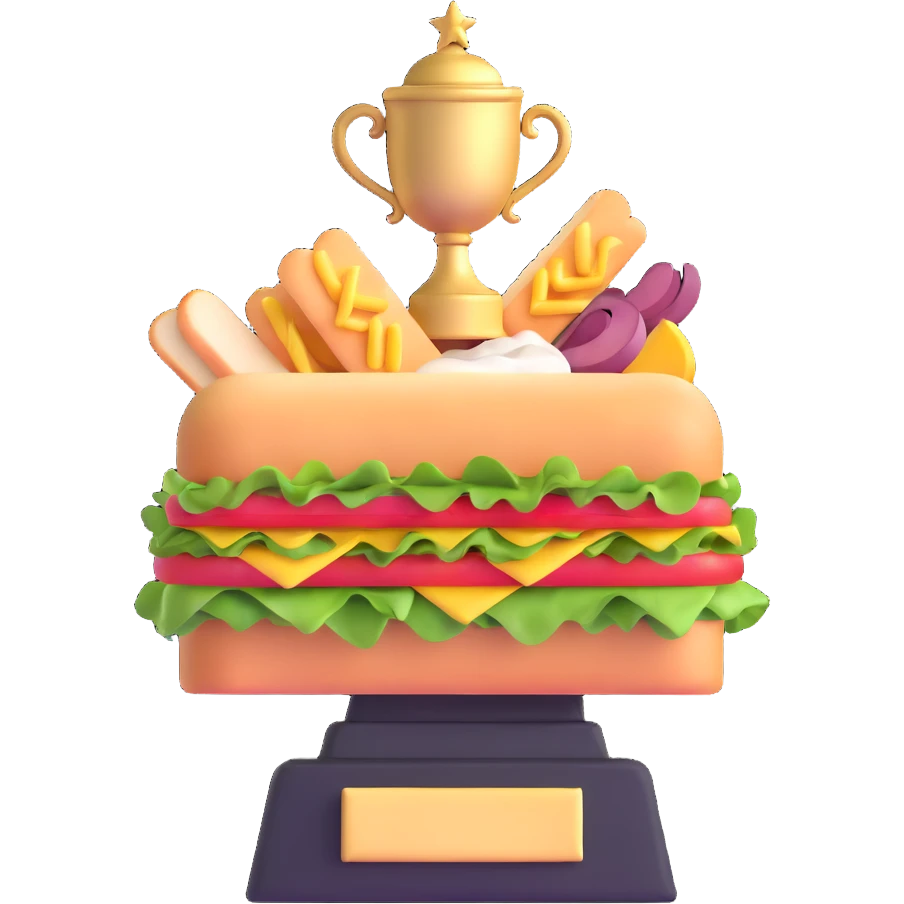 trophy made of sandwich ingredients emoji
