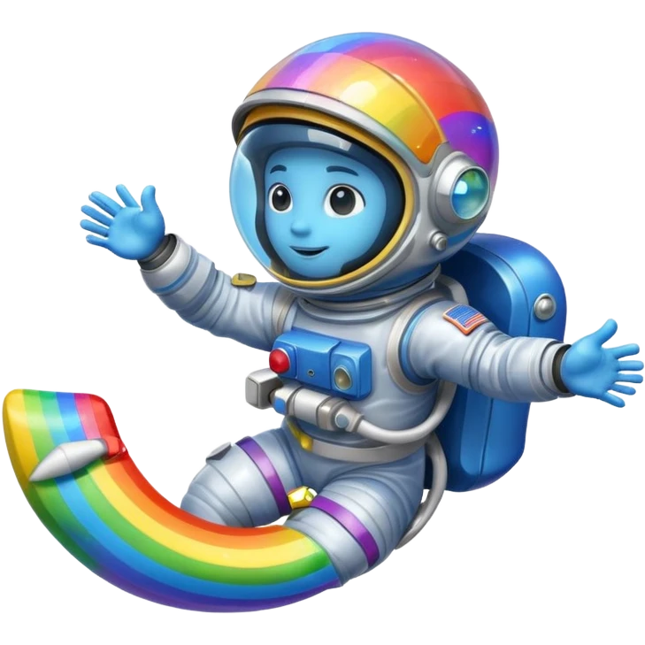 Helmet Astronaut riding rainbow emoji