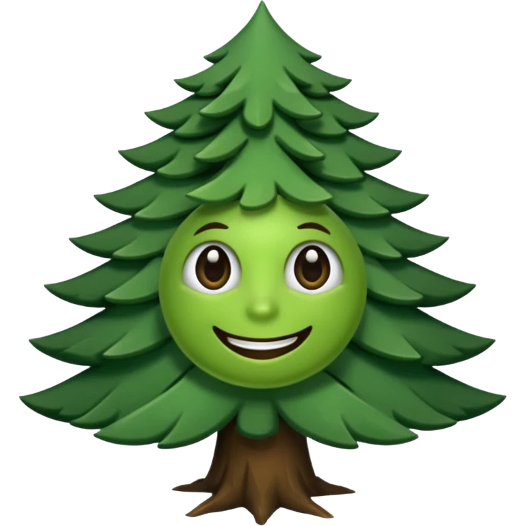 sapin avec des yeux noirs luisants, sourire en coin emoji