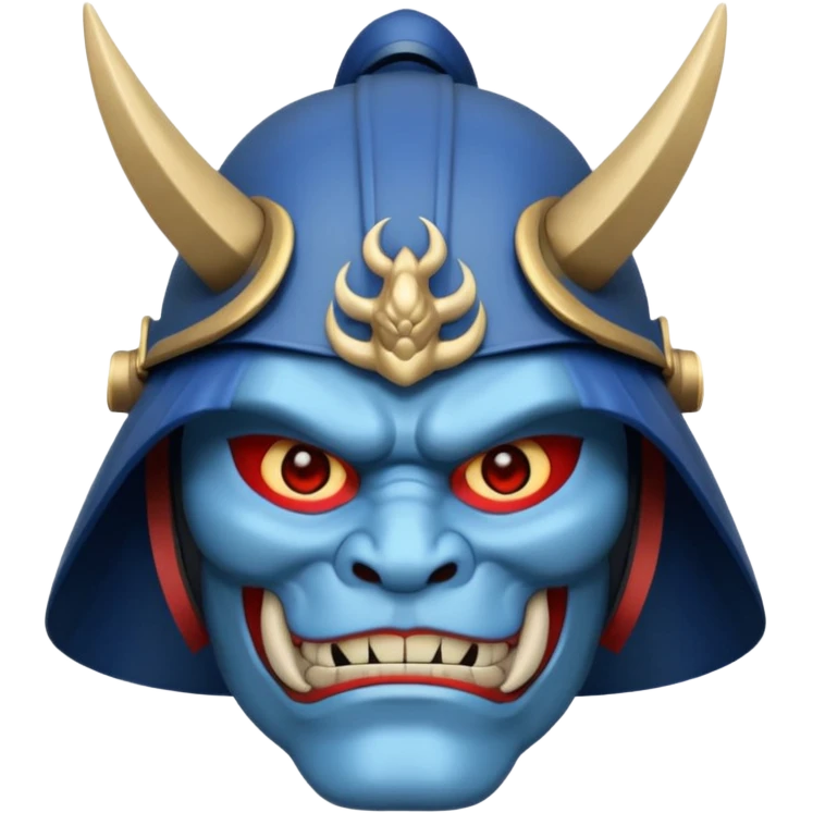 blue oni with samurai helmet face emoji