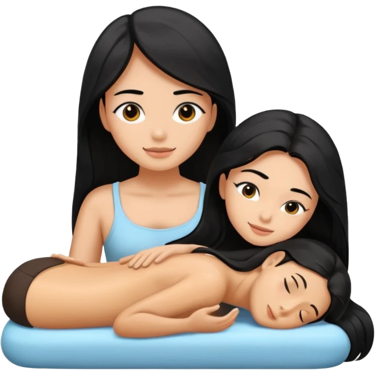 Back massage oil body the hair is long and black emoji