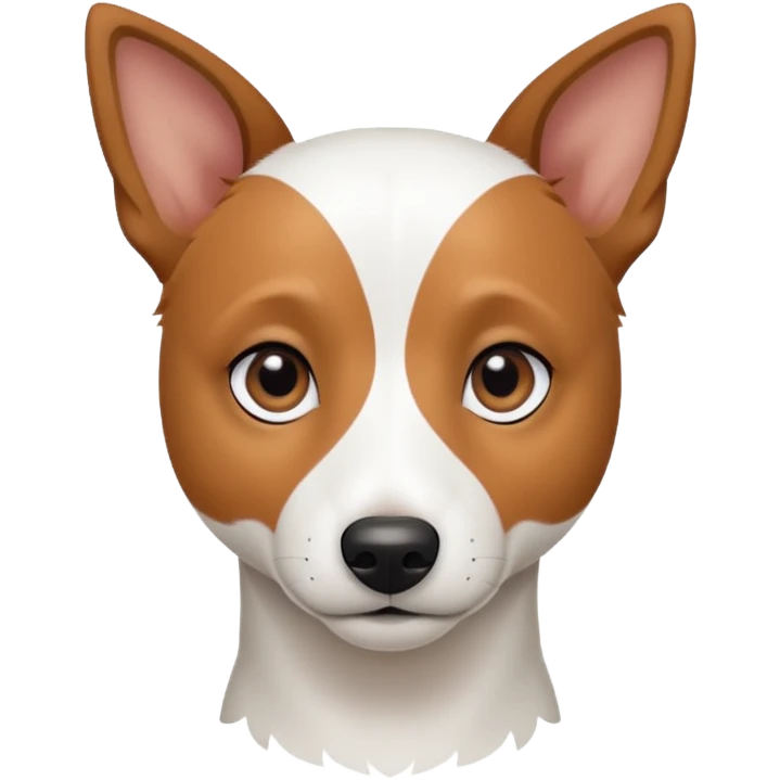 a fully white jack russell the size of a kelpie with a half white face emoji