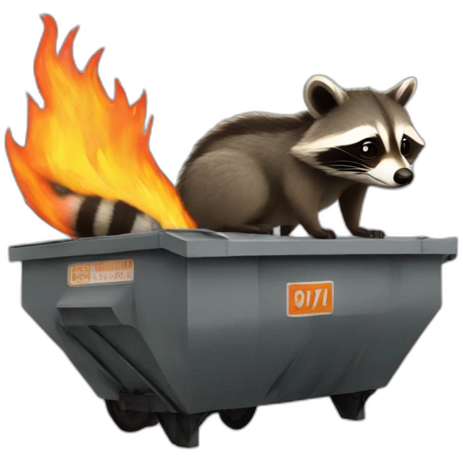 a raccoon riding a dumpster fire like it's a stallion emoji