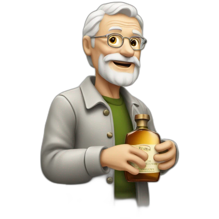old man holding a sauvage cologne bottle emoji