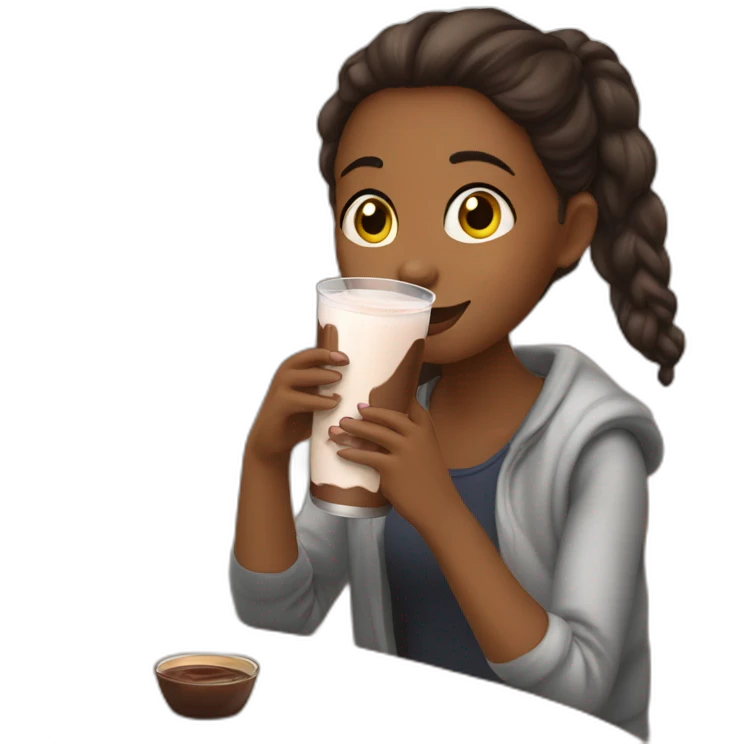 Girl drinking chocolate milk emoji