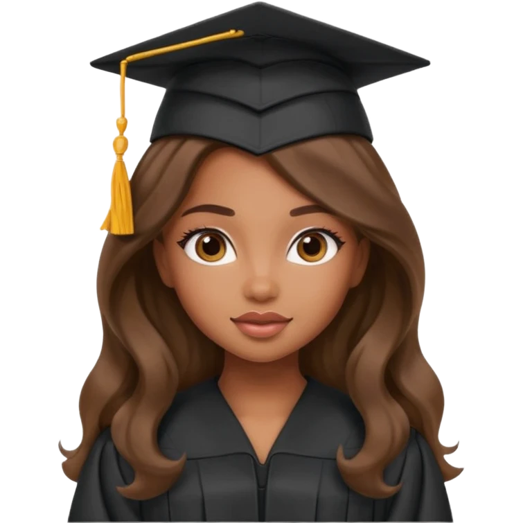 a pretty bratz brown girl with long wavy hair graduating emoji