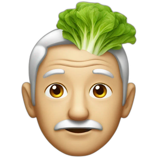 old man with lettuce on his head emoji