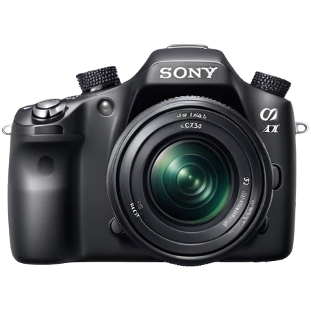 DSLR camera, Sony Alpha DSLR-A230, professional black camera with lens emoji