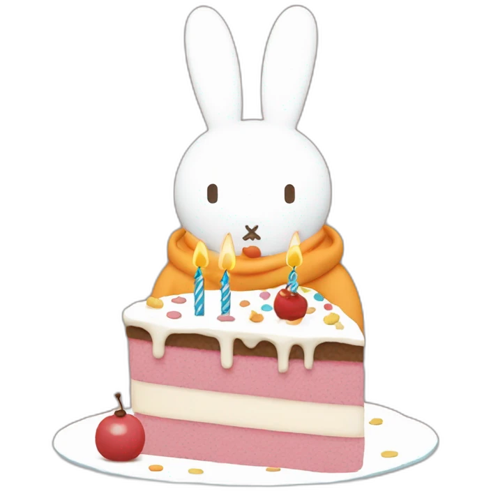 Miffy with birthday cake emoji