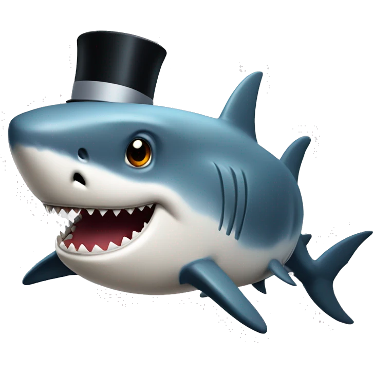 Shark with a top hat emoji
