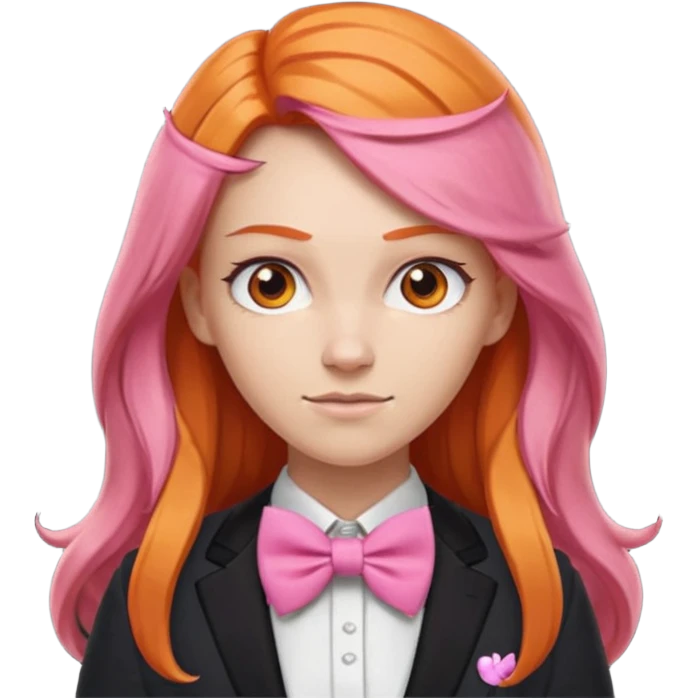 In A Clash Of Clans Aesthetic long orange hair woman with pink bowtie emoji