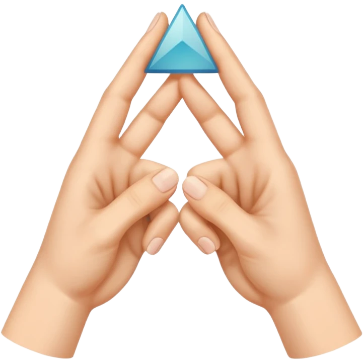 Similar to the heart hands emoji, this emoji should show a triangle created by the fingers of the hands where the two thumbs form the first side of the triangle and the remaining four fingers of each hand create one side each emoji
