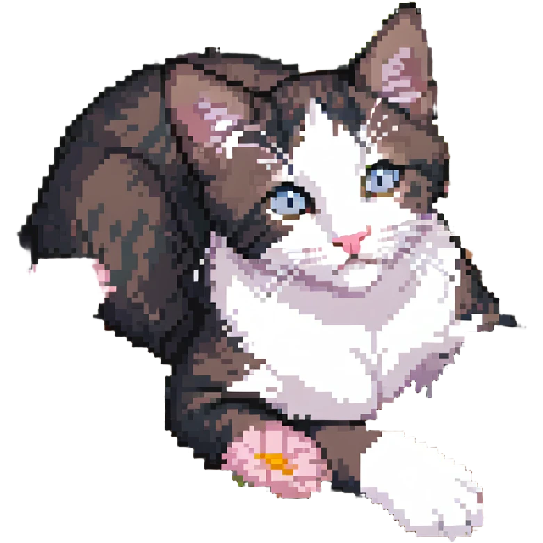 Kitten lying in flowers emoji