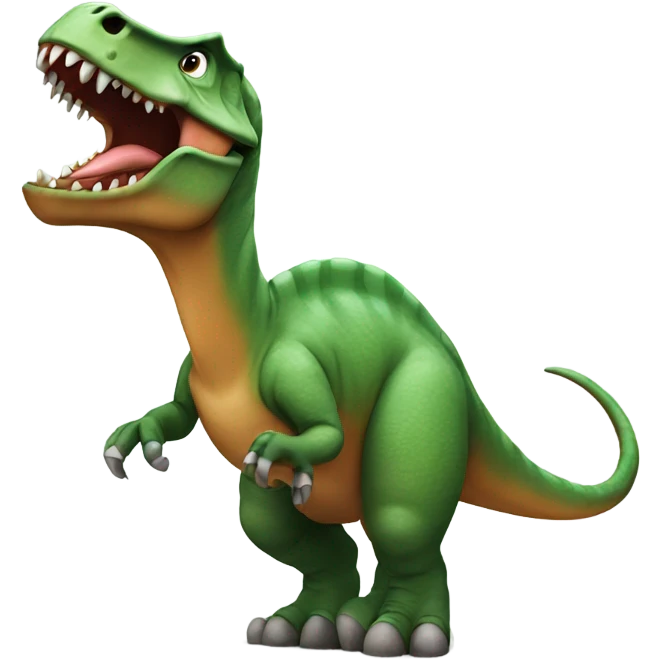 Dinosaur on top of a dinosaur emoji