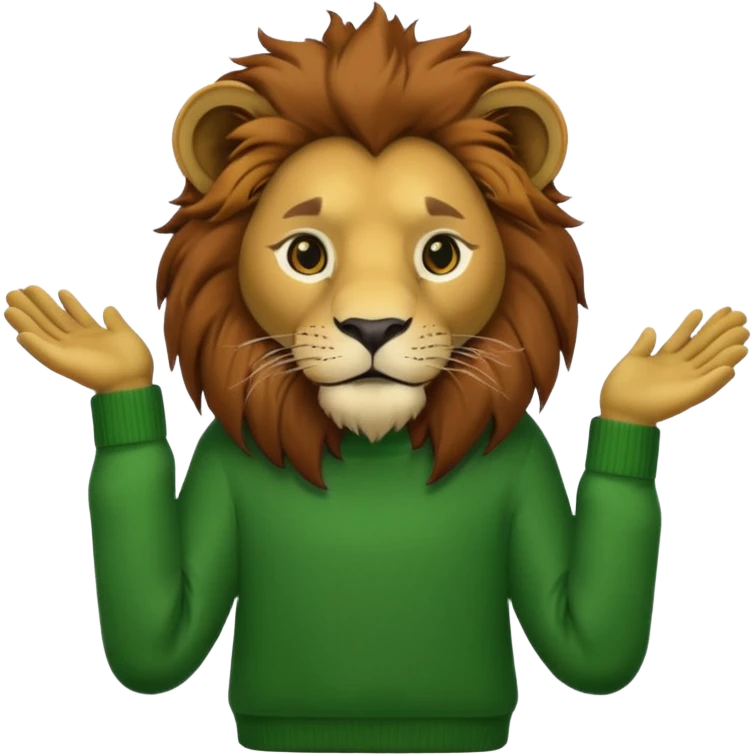 lion wearing green jumper emoji