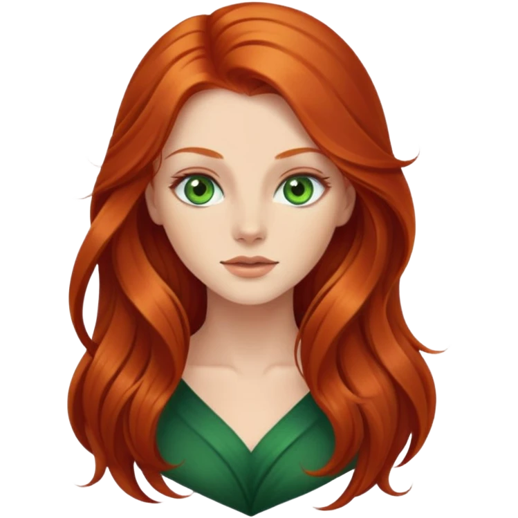redhead with long hair and green eyes emoji