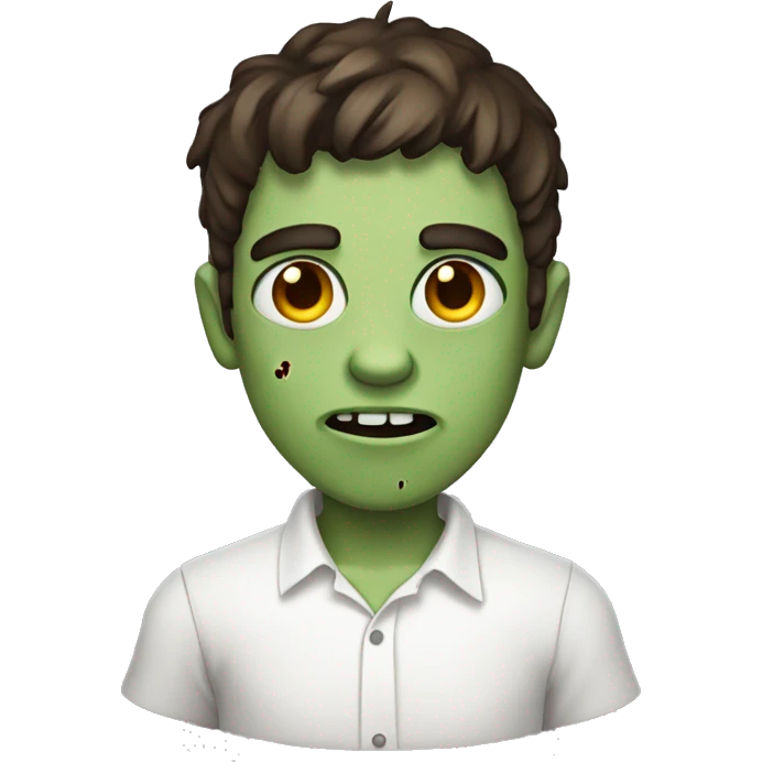 teen boy zombie with medium dark brown hair and white shirt emoji