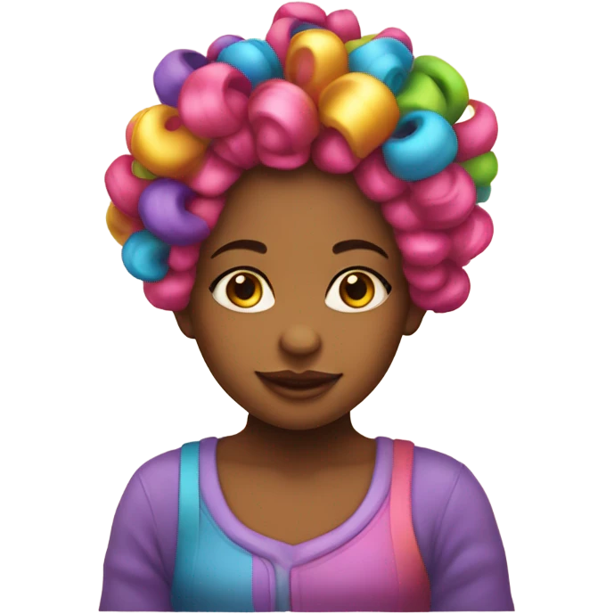 Little girl with hair curlers  emoji