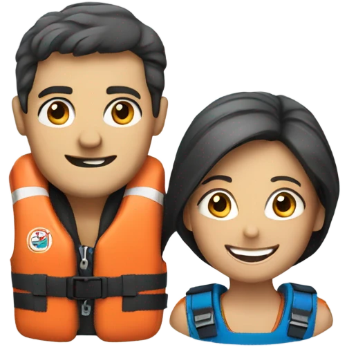 smiling couple with life jackets emoji