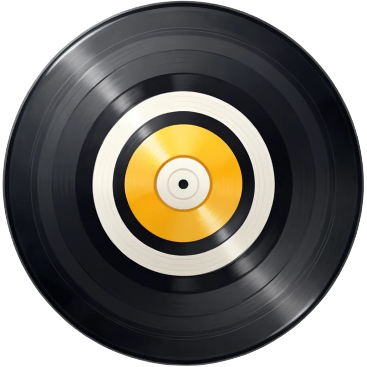 a black vinyl record with a white center emoji