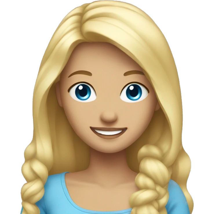 Girl with blonde hair and blue eyes smiling emoji