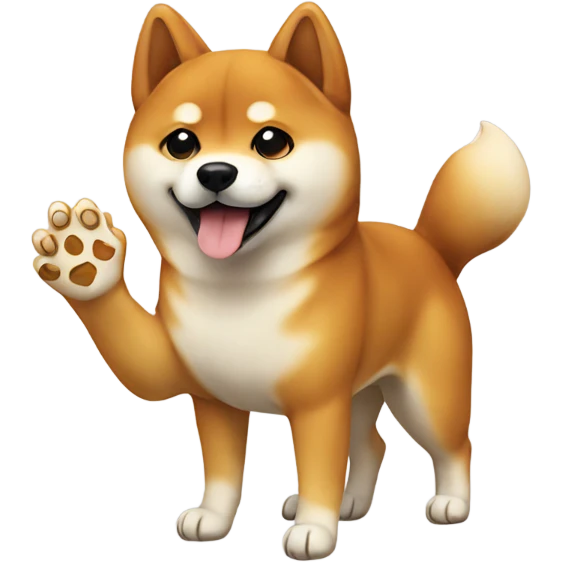 Shiba with one paw on hand emoji