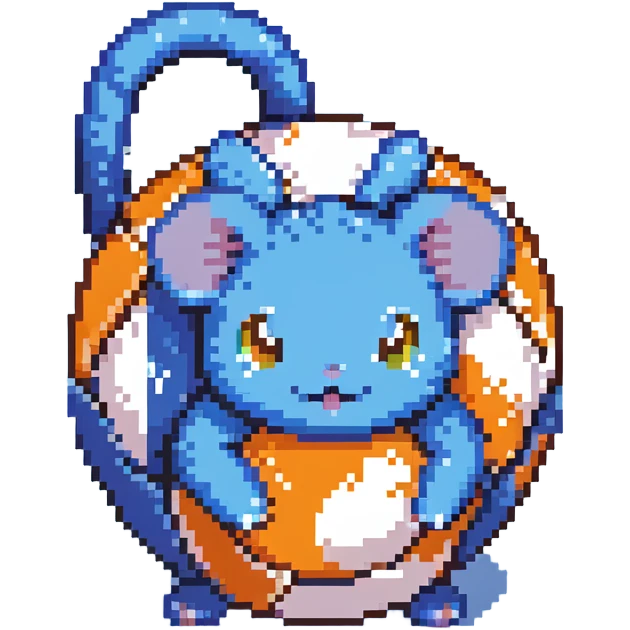 Azurill from Pokemon, blue mouse-like pokemon with bouncy ball tail emoji