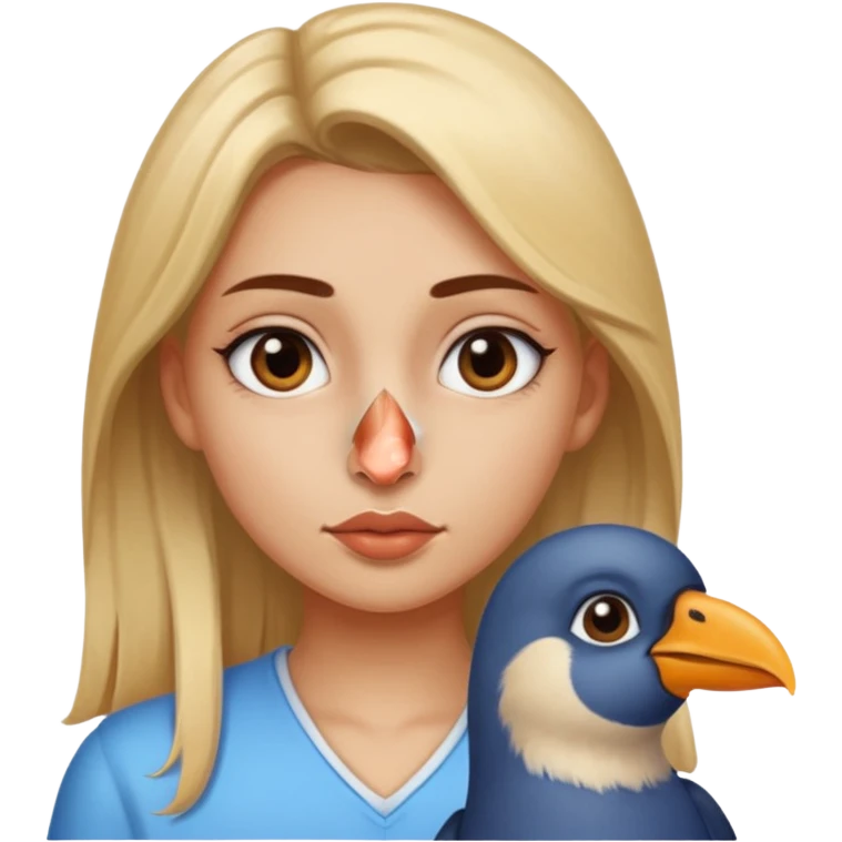 Girl with bird beak for nose emoji