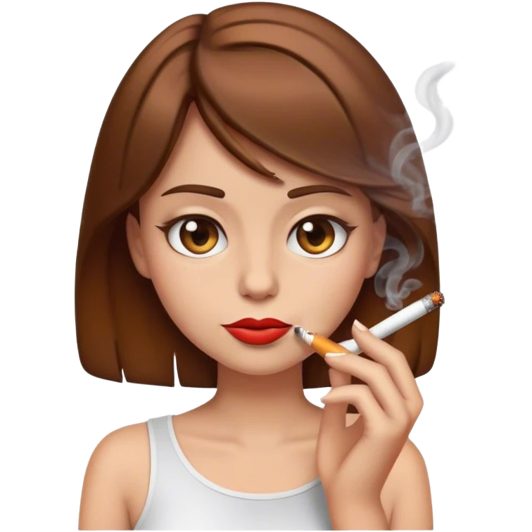 emoji girl with brown hair smoking a cigarette  emoji