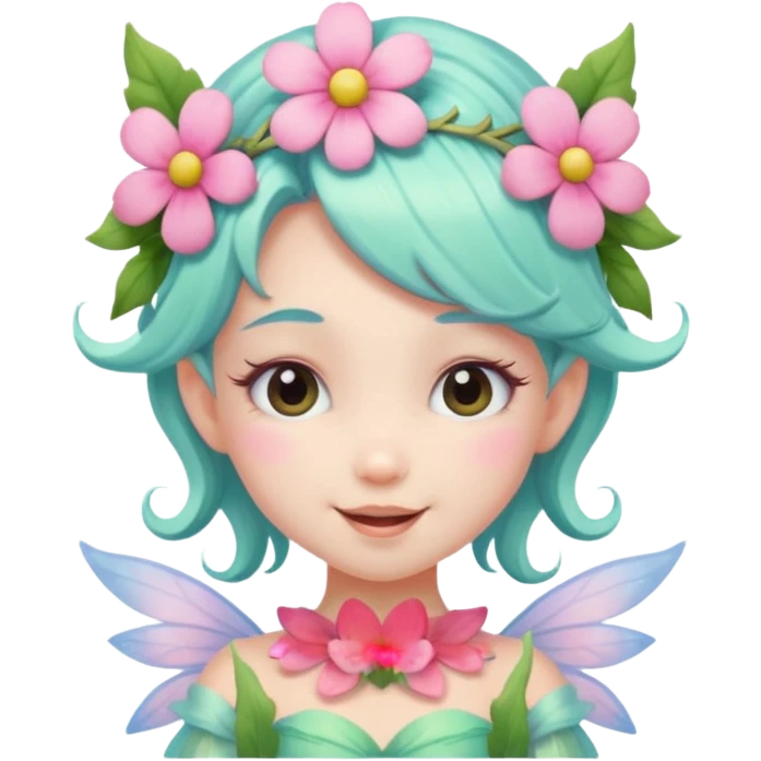 cute pastel fairy girl flower head decoration wink emoji