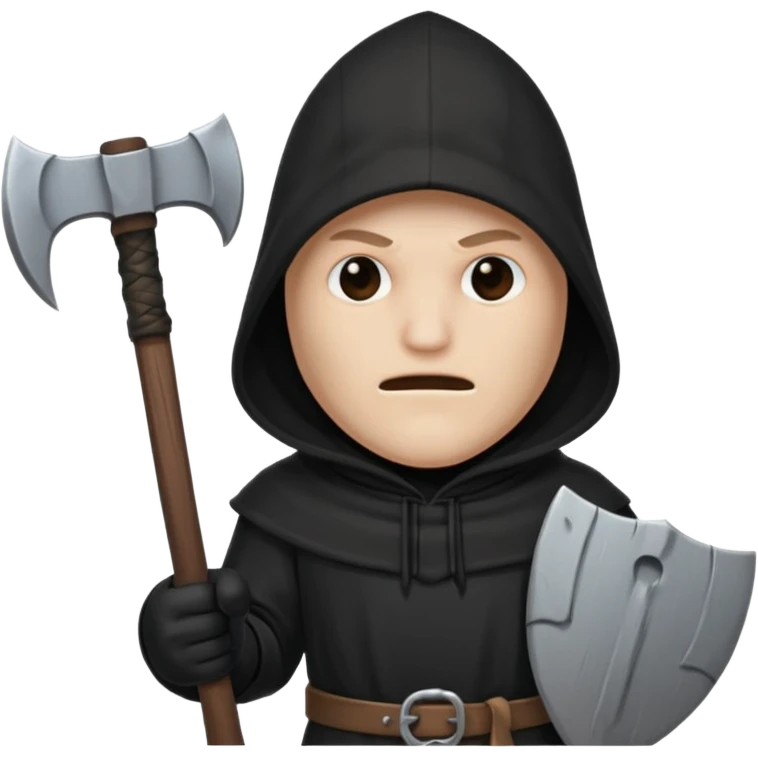 an executioner with a black hood/ sheet on his face so we can't see his face and a big axe in his hand emoji
