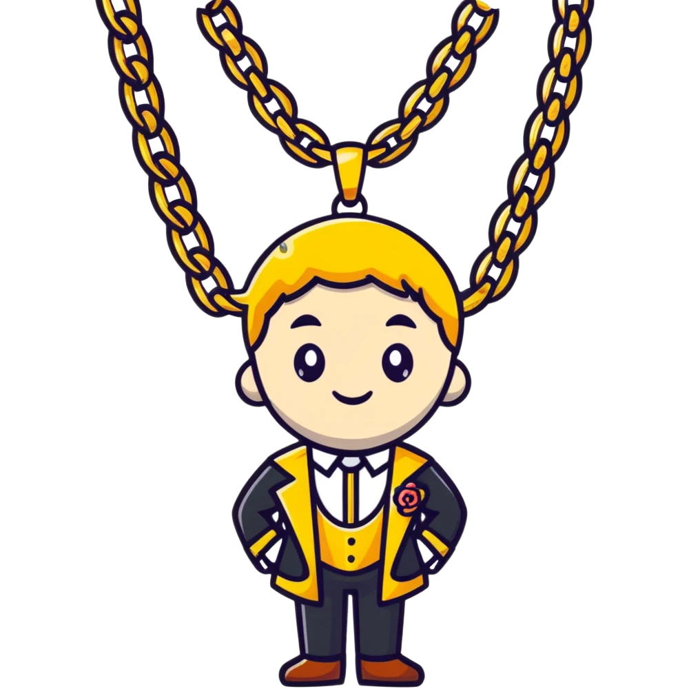 fancy dressed character with gold chain emoji