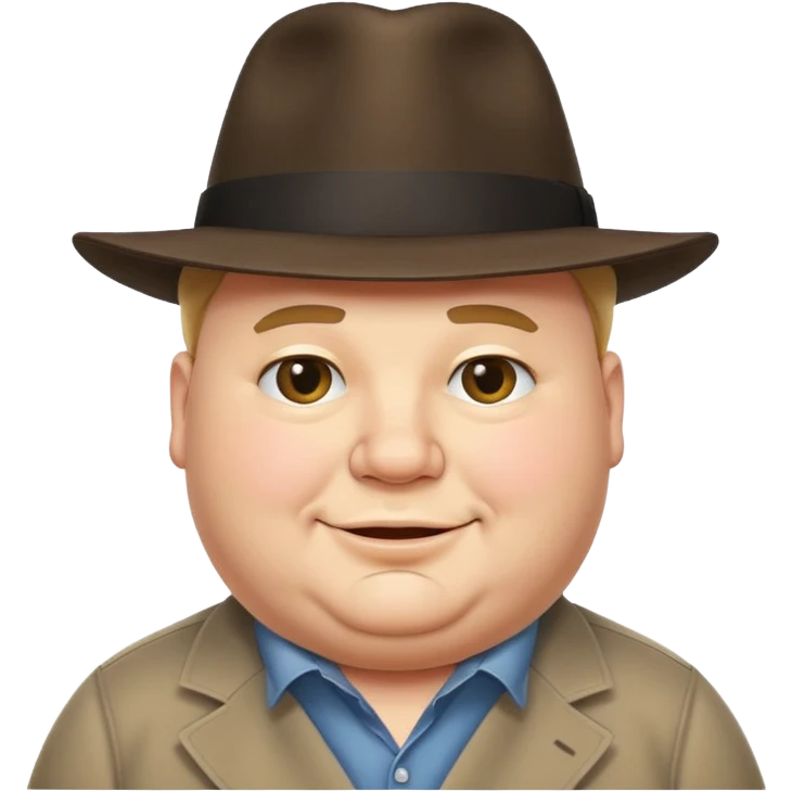 Fat guy tipping his fedora that’s in his head while smirking emoji