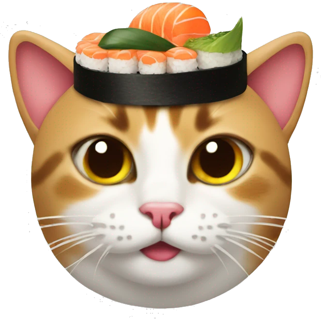 cat wearing sushi as a hat emoji