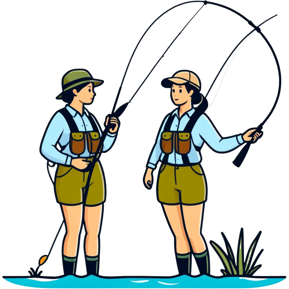 Two really pretty tall thin girls one with big boobs fly fishing emoji