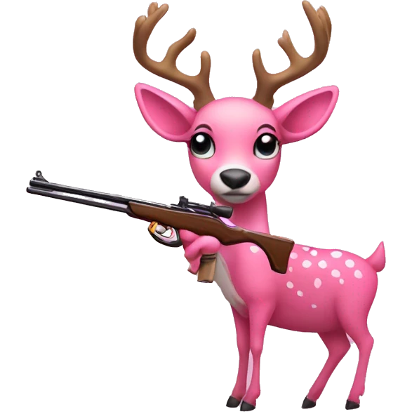 pink deer with bow holding shotgun emoji