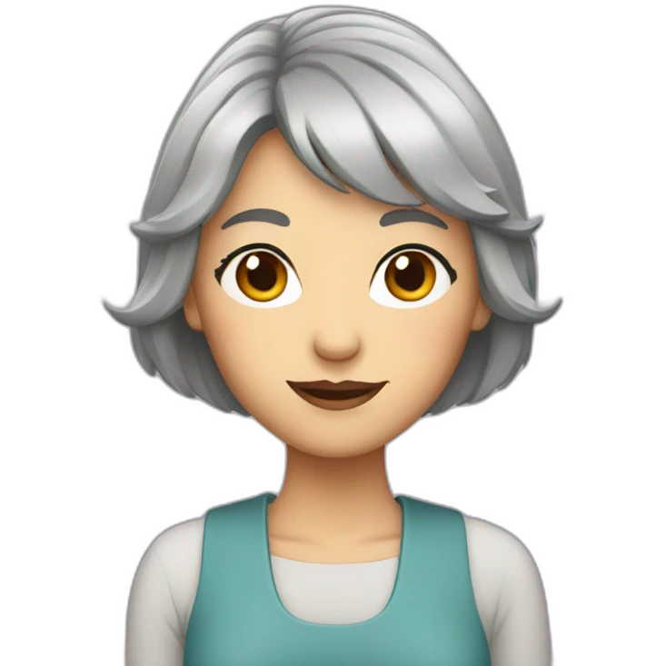 woman with grey hair and bangs, older emoji