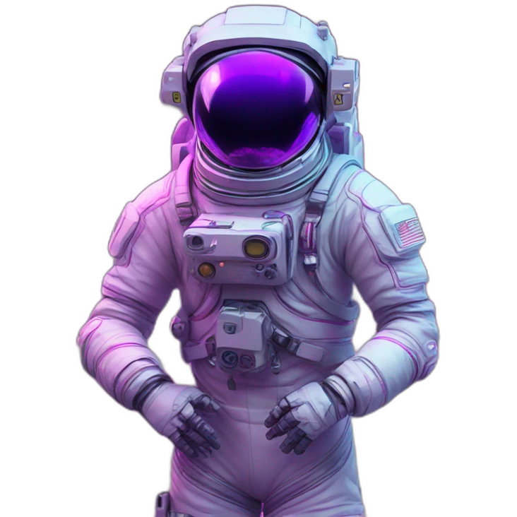 Astronaut with cyberpunk VR environment with violet neon lighting emoji