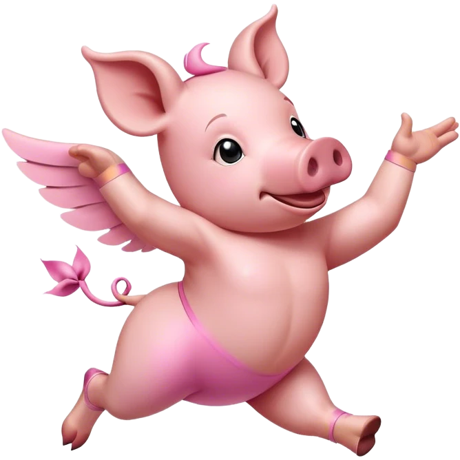 Flying pig dancer emoji