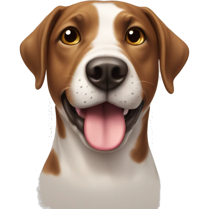 playful dog with tongue out and brown spots around eyes  emoji