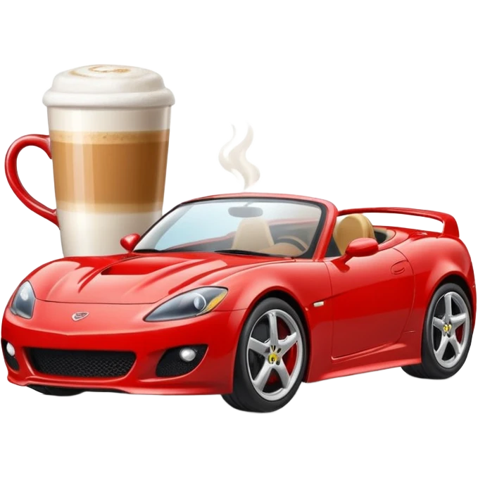 A sports car drinking a latte emoji
