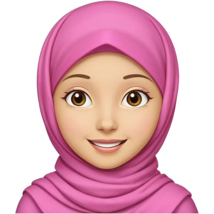 A medium light skin girl with pink hijab smile happily emoji