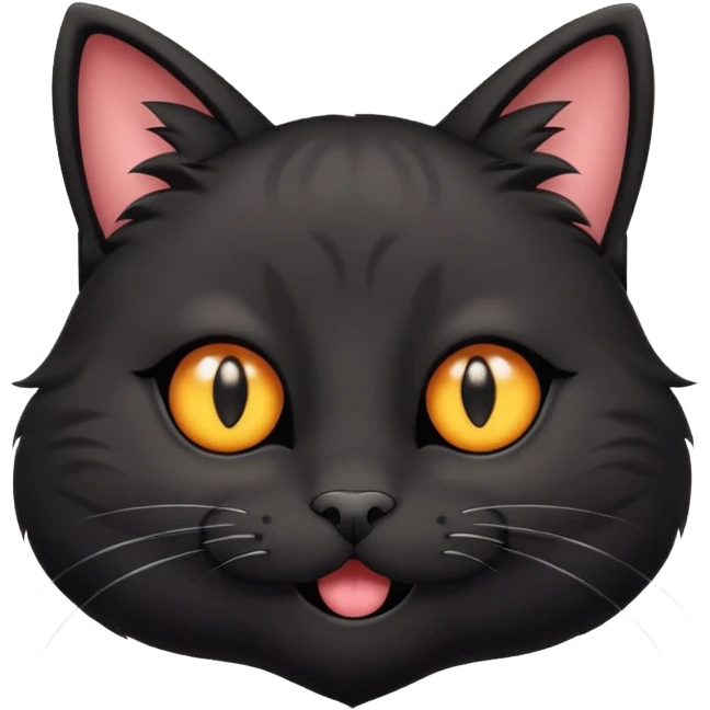 A black three-eyed cat with an eye in its forehead with a happy expression emoji