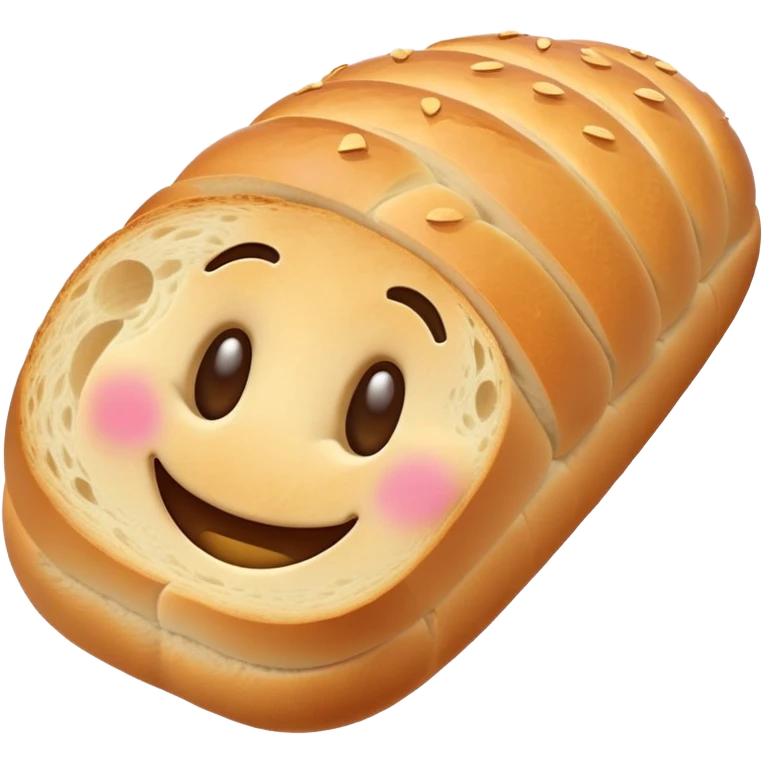 French bread with a happy face emoji