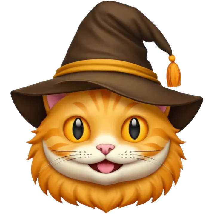 Simple yellow cat emoji wearing a sorting hat emoji
