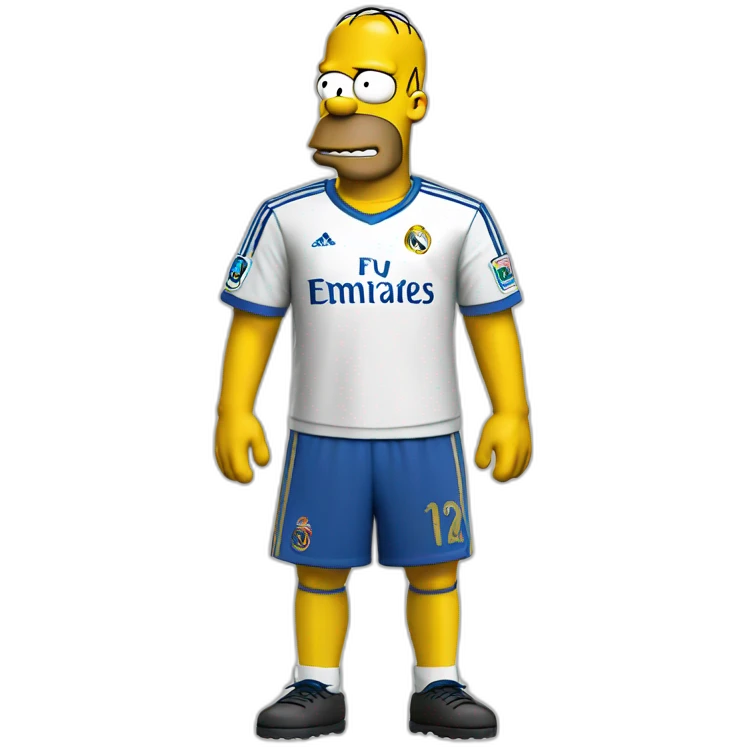 Hiper realistic Homer simpsons real madrid emoji