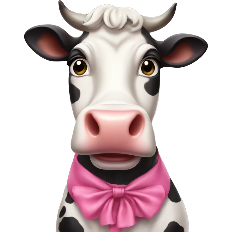 Beautiful cow wearing pink dress and pink mouth emoji