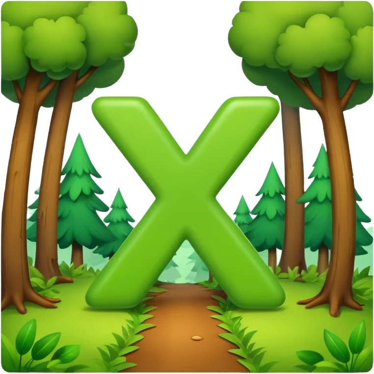 the letter X running around in the woods having an adventure emoji