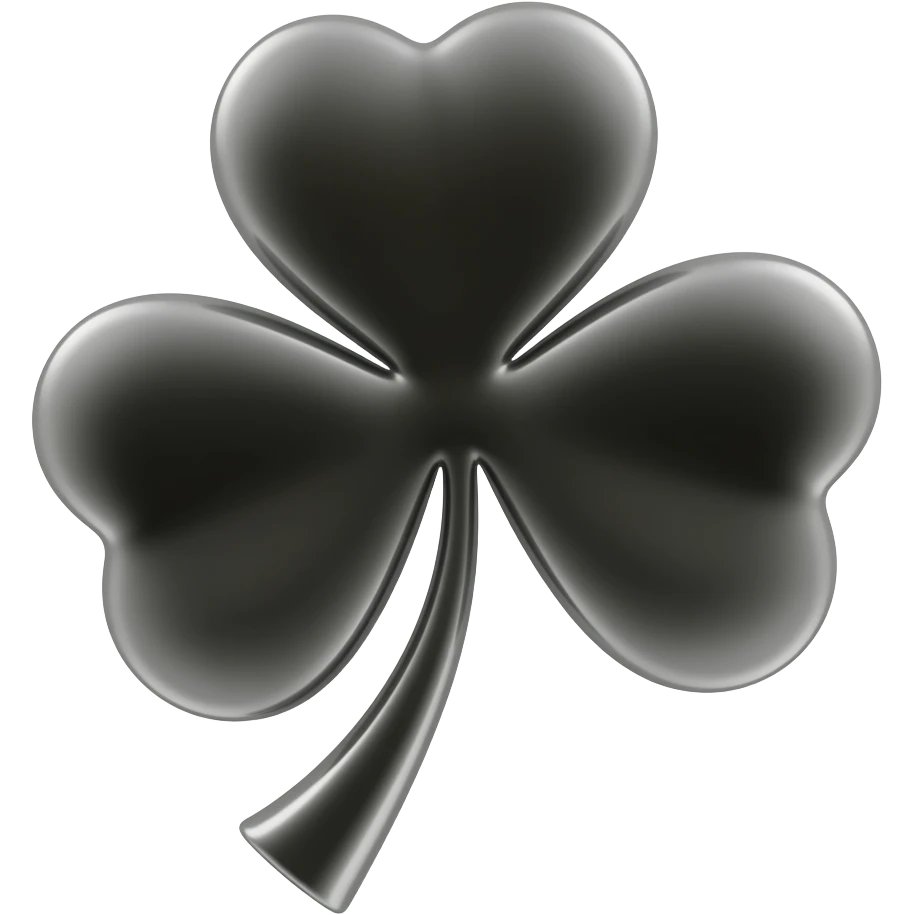 Trébol de cinco hojas color negro emoji