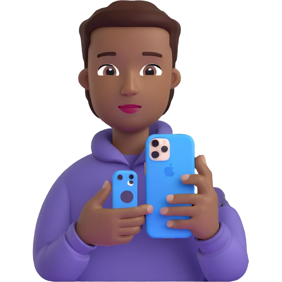 Black man holding iPhone 14 Pro emoji